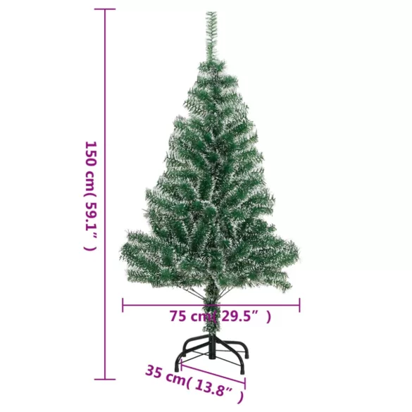 zöld műkarácsonyfa hóval 150 cm