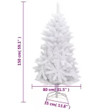 fehér csuklópántos műkarácsonyfa állvánnyal 150 cm
