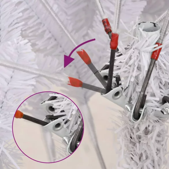 fehér csuklópántos műkarácsonyfa állvánnyal 240 cm