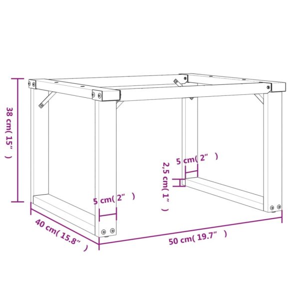 acél dohányzóasztallábak O-alakú vázzal 50 x 40 x 38 cm