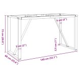 acél étkezőasztallábak O-alakú vázzal 140 x 60 x 73 cm