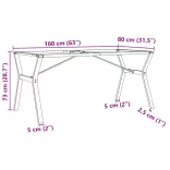 acél étkezőasztallábak Y-alakú vázzal 160 x 80 x 73 cm