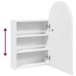 fehér ívelt tükrös fürdőszobaszekrény LED-del 42 x 13 x 70 cm