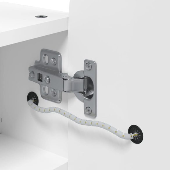 fehér ívelt tükrös fürdőszobaszekrény LED-del 42 x 13 x 70 cm