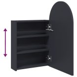 szürke ívelt tükrös fürdőszobaszekrény LED-del 42 x 13 x 70 cm