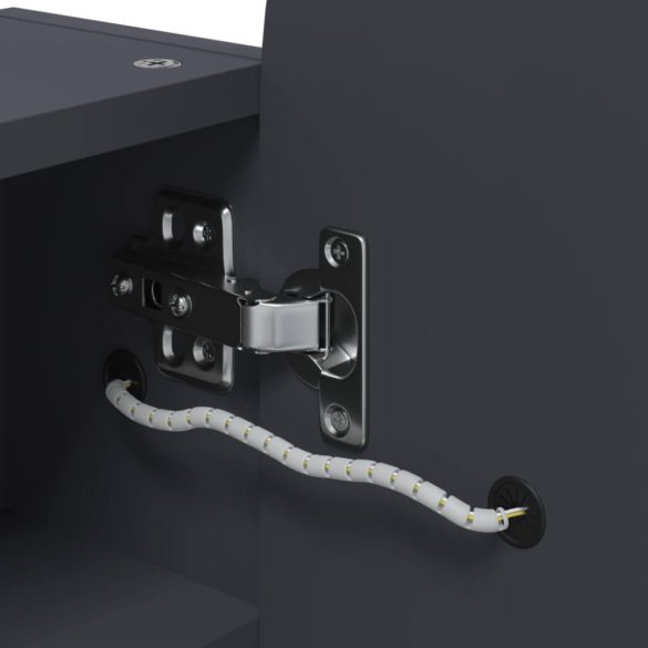 szürke ívelt tükrös fürdőszobaszekrény LED-del 42 x 13 x 70 cm