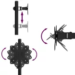 dupla fekete acél monitorállvány VESA 75/100 mm