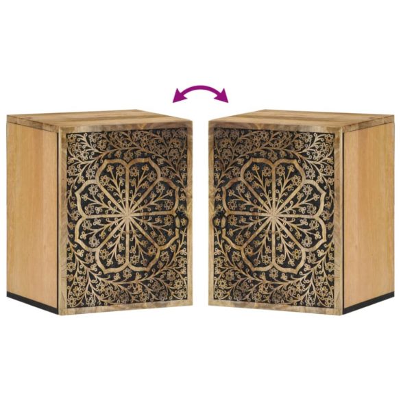 tömör mangófa falra szerelhető fürdőszobaszekrény 38x33x48 cm