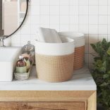 2 db barna és fehér pamut tárolókosár Ø28 x 28 cm