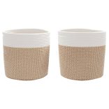 2 db barna és fehér pamut tárolókosár Ø28 x 28 cm