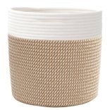2 db barna és fehér pamut tárolókosár Ø28 x 28 cm