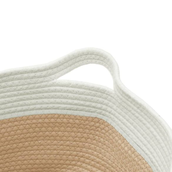 bézs és fehér pamut tárolókosár Ø40 x 25 cm