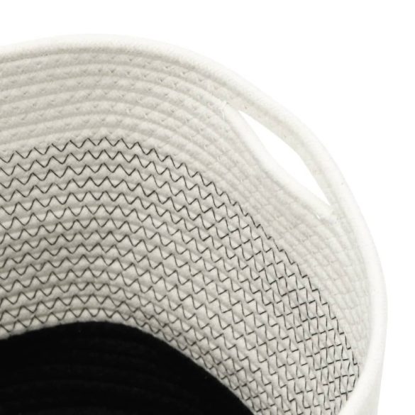 2 db fehér-fekete pamut tárolókosár