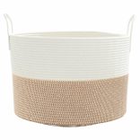 barna-fehér pamut tárolókosár Ø51 x 33 cm