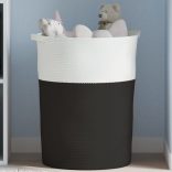 fekete-fehér pamut tárolókosár Ø49 x 65 cm