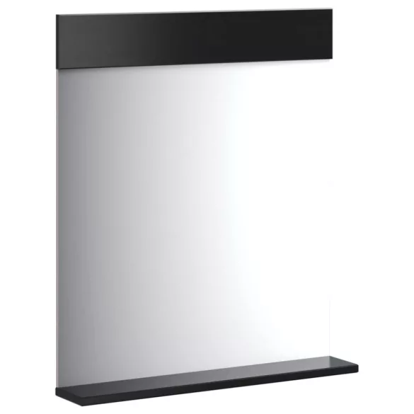 BERG fekete tömör fa fürdőszobatükör polccal 60 x 12 x 70 cm