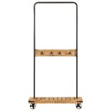 tömör mangófa és vas ruhaállvány kerekekkel 90 x 35 x 190 cm
