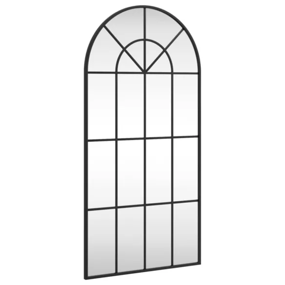 fekete ívelt vas fali tükör 50 x 100 cm