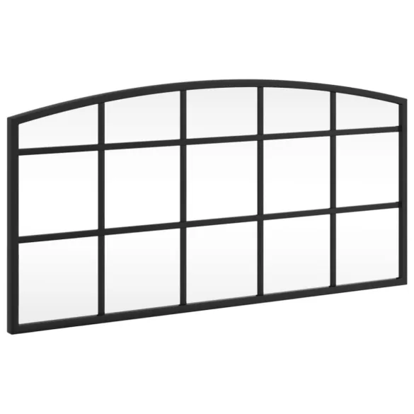fekete ívelt vas fali tükör 60 x 30 cm