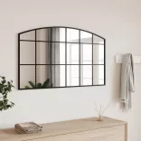 fekete ívelt vas fali tükör 100 x 60 cm