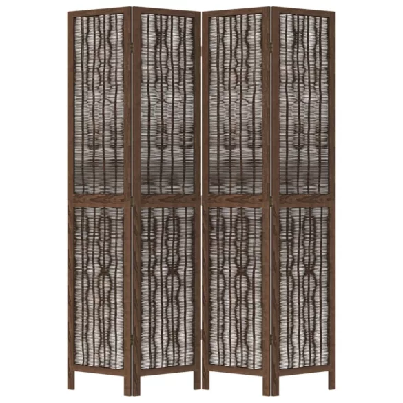 4 paneles sötétbarna tömör császárfa térelválasztó