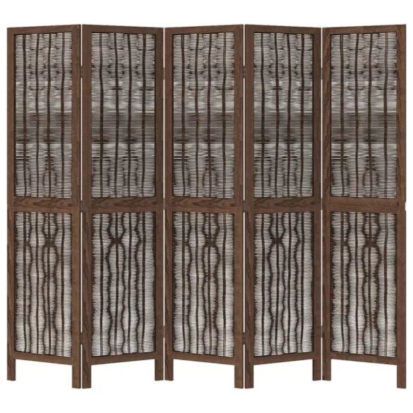 5 paneles sötétbarna tömör császárfa térelválasztó