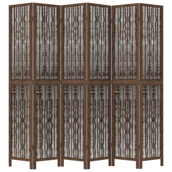 6 paneles sötétbarna tömör császárfa térelválasztó