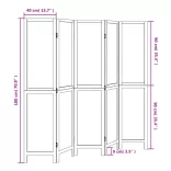 5 paneles fehér tömör császárfa térelválasztó