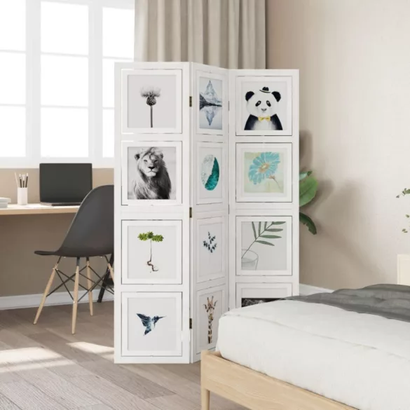 3 paneles fehér tömör császárfa térelválasztó