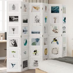 6 paneles fehér tömör császárfa térelválasztó