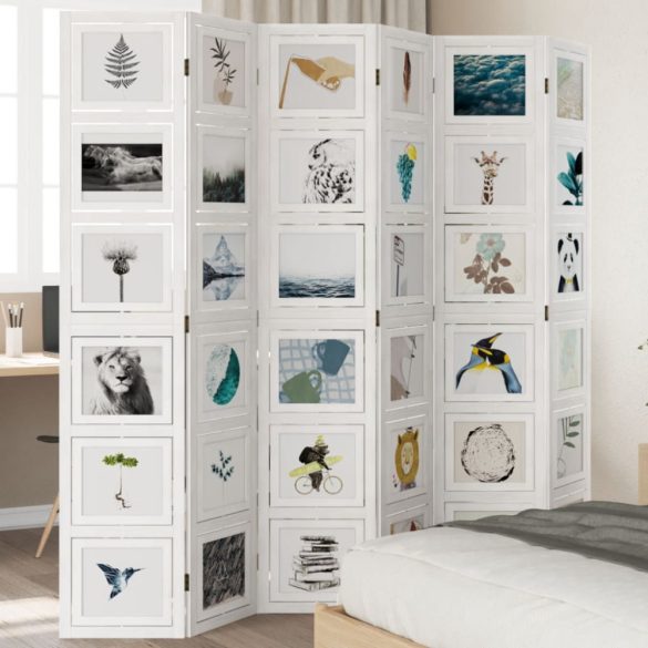 6 paneles fehér tömör császárfa térelválasztó