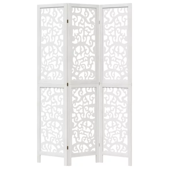 3 paneles fehér tömör császárfa térelválasztó