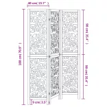 3 paneles fehér tömör császárfa térelválasztó