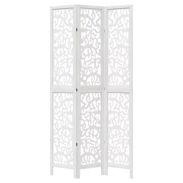 3 paneles fehér tömör császárfa térelválasztó