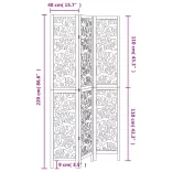 3 paneles fehér tömör császárfa térelválasztó