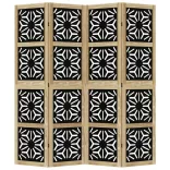 4 paneles barna és fekete tömör császárfa térelválasztó