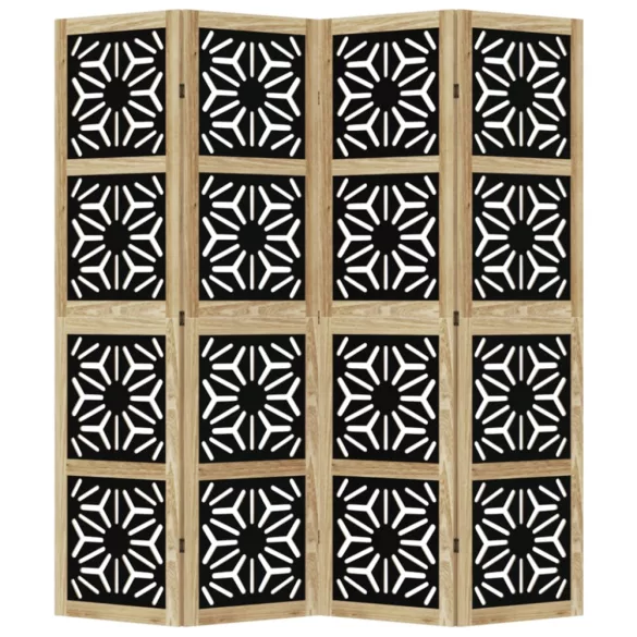 4 paneles barna és fekete tömör császárfa térelválasztó