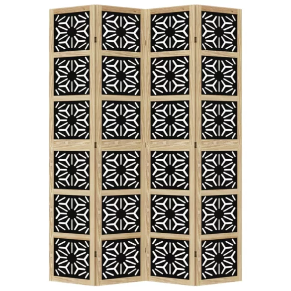 4 paneles barna és fekete tömör császárfa térelválasztó