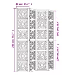 4 paneles barna és fekete tömör császárfa térelválasztó