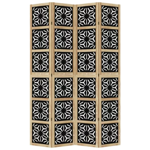 4 paneles barna és fekete tömör császárfa térelválasztó