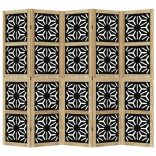 5 paneles barna és fekete tömör császárfa térelválasztó