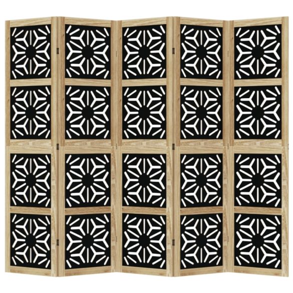 5 paneles barna és fekete tömör császárfa térelválasztó