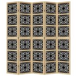 5 paneles barna és fekete tömör császárfa térelválasztó