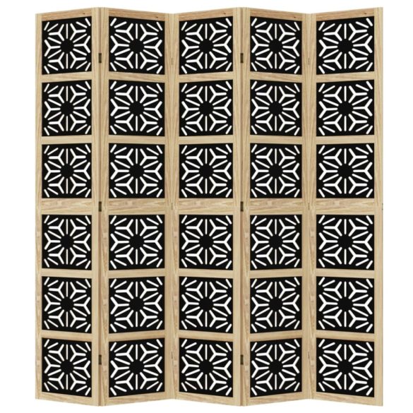 5 paneles barna és fekete tömör császárfa térelválasztó