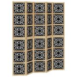 5 paneles barna és fekete tömör császárfa térelválasztó