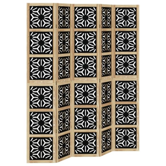 5 paneles barna és fekete tömör császárfa térelválasztó