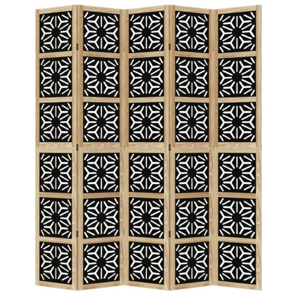 5 paneles barna és fekete tömör császárfa térelválasztó