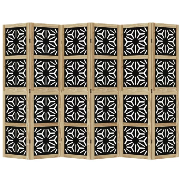 6 paneles barna és fekete tömör császárfa térelválasztó