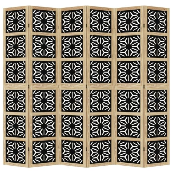 6 paneles barna és fekete tömör császárfa térelválasztó