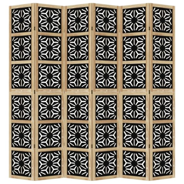 6 paneles barna és fekete tömör császárfa térelválasztó